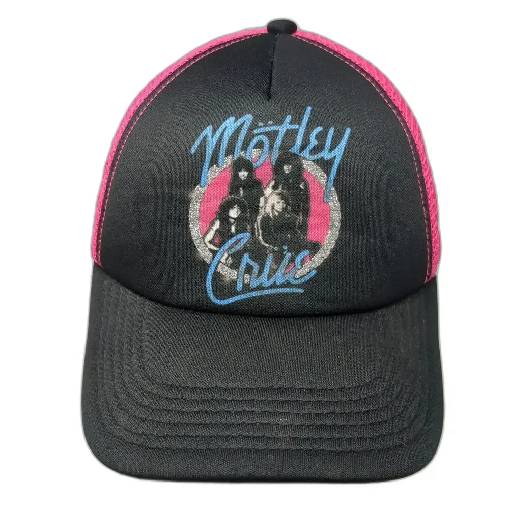 Mötley Crüe Black Pink Trucker Hat OS Snapback Mesh Band Graphic Rock Music
